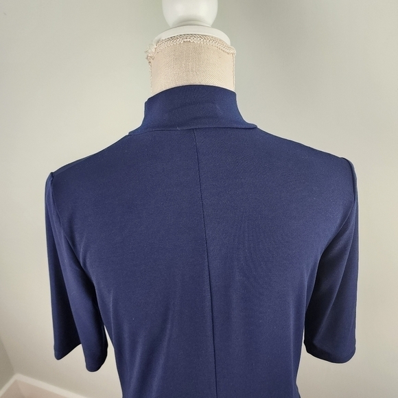 Susan Graver Liquid Knit Mock Neck Elbow Sleeve Dress With Side Pockets Size XS - Picture 6 of 13